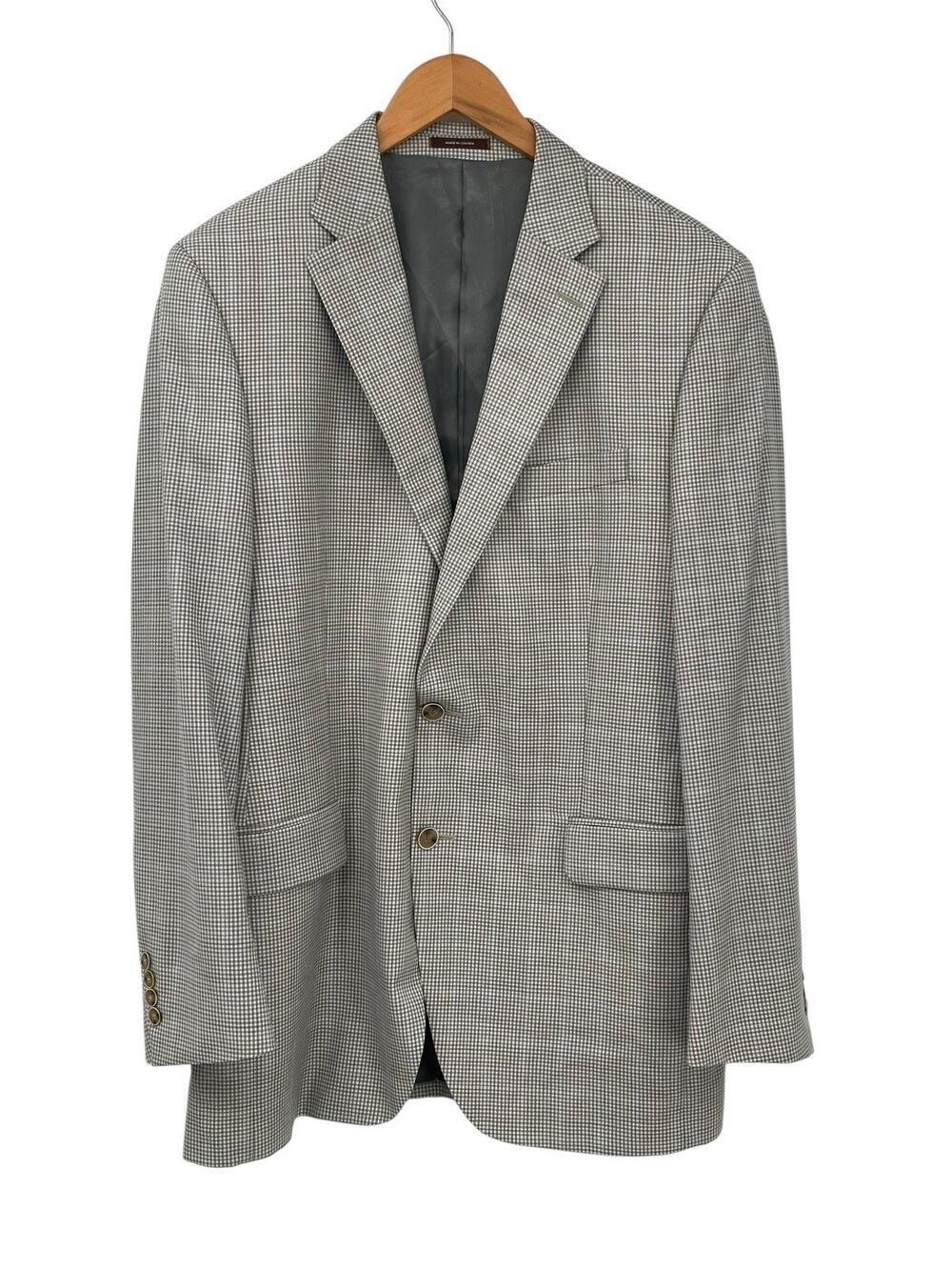 Peter Millar Sport Coat Blazer Houndstooth Windowpane Check Wool Size 42T